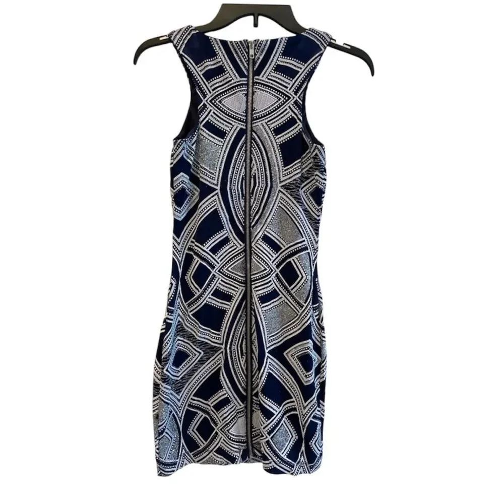 Speechless Juniors Bodycon Geometric Glitter Sleeveless Dress Navy White‎ Size 0